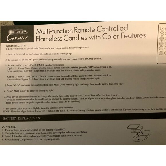 Flameless Candles Remote Controlled Color Changing set of 3 - Picture 5 of 8